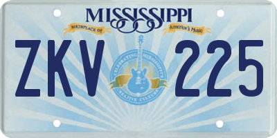 MS license plate ZKV225