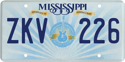 MS license plate ZKV226