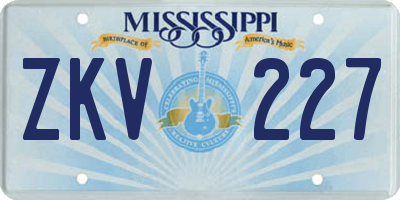 MS license plate ZKV227