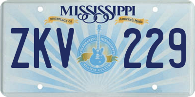 MS license plate ZKV229