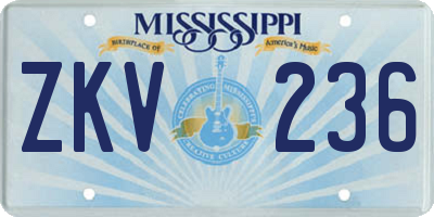 MS license plate ZKV236