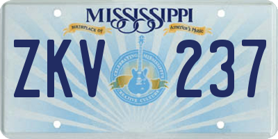 MS license plate ZKV237