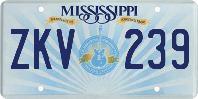 MS license plate ZKV239