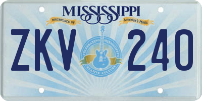 MS license plate ZKV240