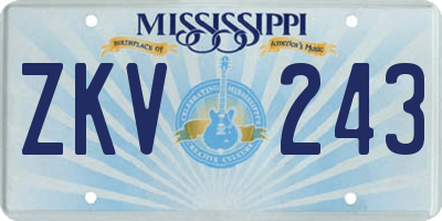 MS license plate ZKV243