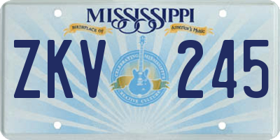 MS license plate ZKV245