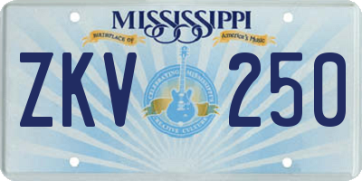 MS license plate ZKV250
