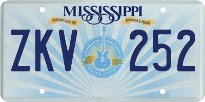 MS license plate ZKV252