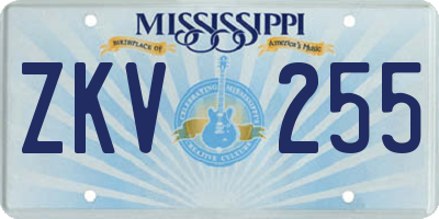 MS license plate ZKV255