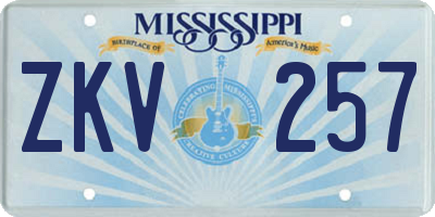 MS license plate ZKV257