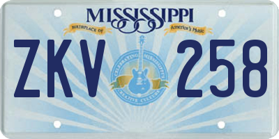 MS license plate ZKV258