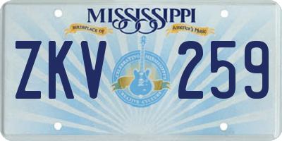 MS license plate ZKV259
