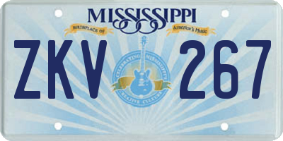 MS license plate ZKV267