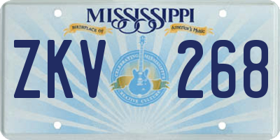 MS license plate ZKV268