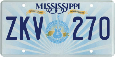 MS license plate ZKV270