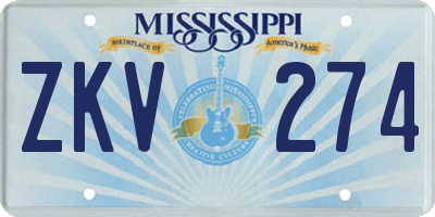MS license plate ZKV274