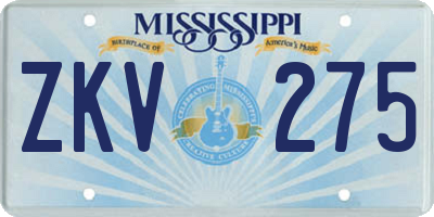 MS license plate ZKV275