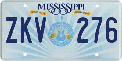 MS license plate ZKV276