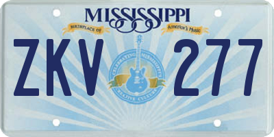 MS license plate ZKV277