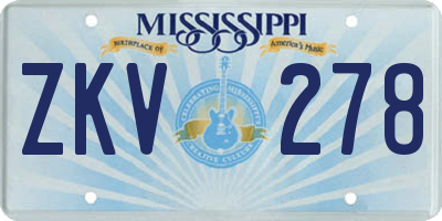 MS license plate ZKV278