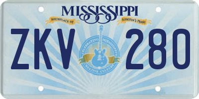 MS license plate ZKV280
