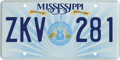MS license plate ZKV281