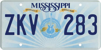 MS license plate ZKV283