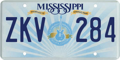 MS license plate ZKV284