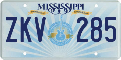MS license plate ZKV285