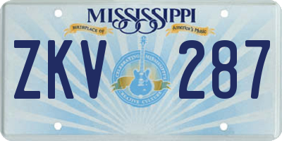 MS license plate ZKV287