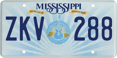 MS license plate ZKV288