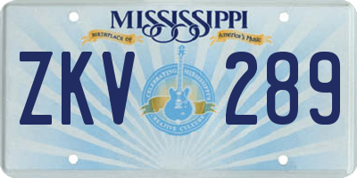 MS license plate ZKV289