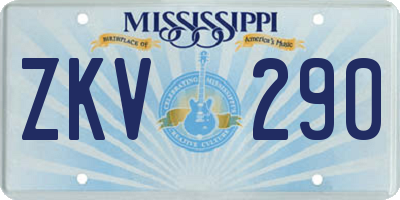 MS license plate ZKV290
