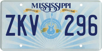MS license plate ZKV296