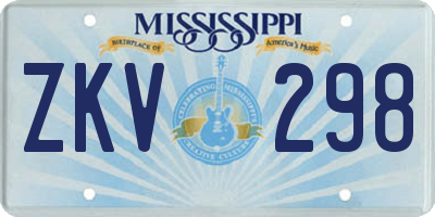 MS license plate ZKV298