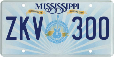 MS license plate ZKV300