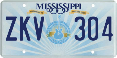 MS license plate ZKV304