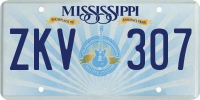 MS license plate ZKV307