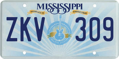 MS license plate ZKV309
