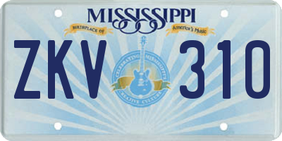 MS license plate ZKV310