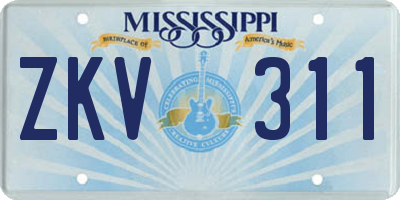 MS license plate ZKV311
