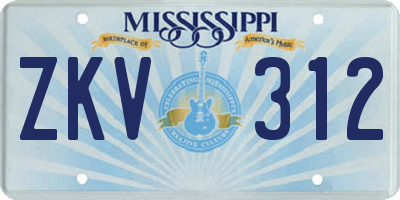 MS license plate ZKV312