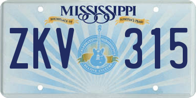 MS license plate ZKV315
