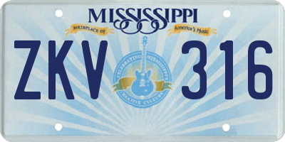 MS license plate ZKV316