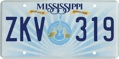 MS license plate ZKV319
