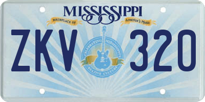 MS license plate ZKV320