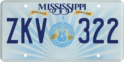 MS license plate ZKV322