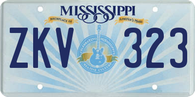 MS license plate ZKV323