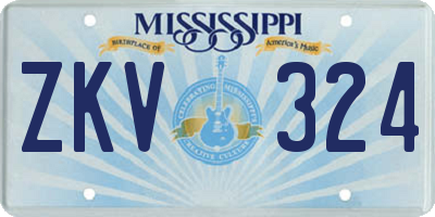 MS license plate ZKV324