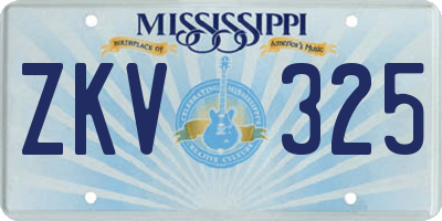 MS license plate ZKV325